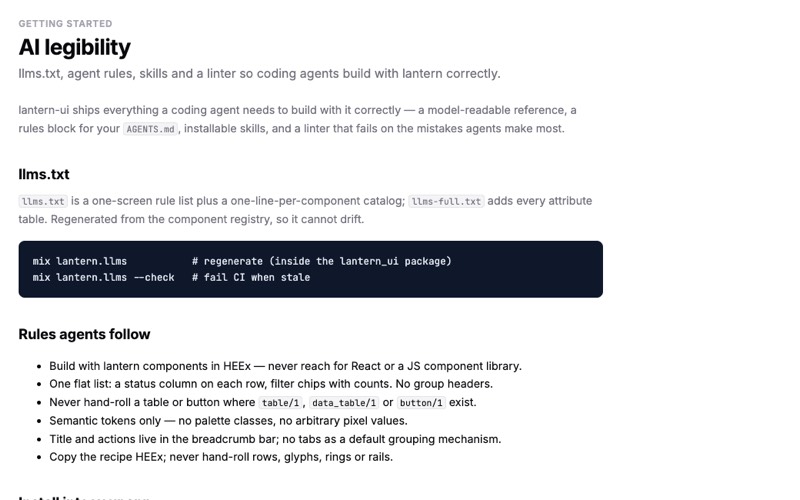 AI legibility package screenshot